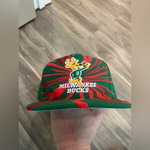 Milwaukee Bucks Green & Red Logo Snapback Hat